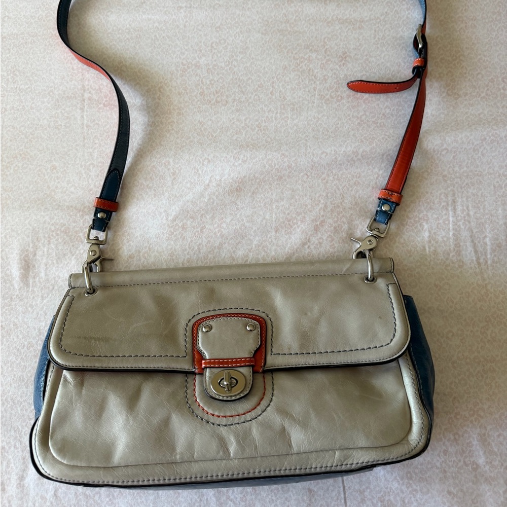Coach Beige and Navy Crossbody Bag